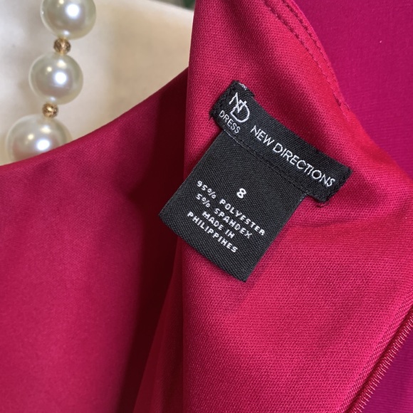 🆕NWT New Directions Fuchsia Sleeveless Rosette Dress - Picture 4 of 9